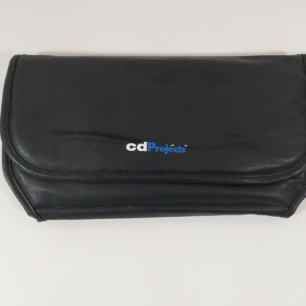 VTG Cd Projects Slimline Portable Black CD Case - Holds 20 discs + Zipper Pocket